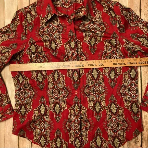 Jones New York Signature Woman 2X Fitted Button Up Blouse long Sleeve - Picture 3 of 9